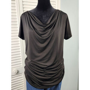 Banana Republic Cowl Neck Top Black Stretch Jersey Knit Medium